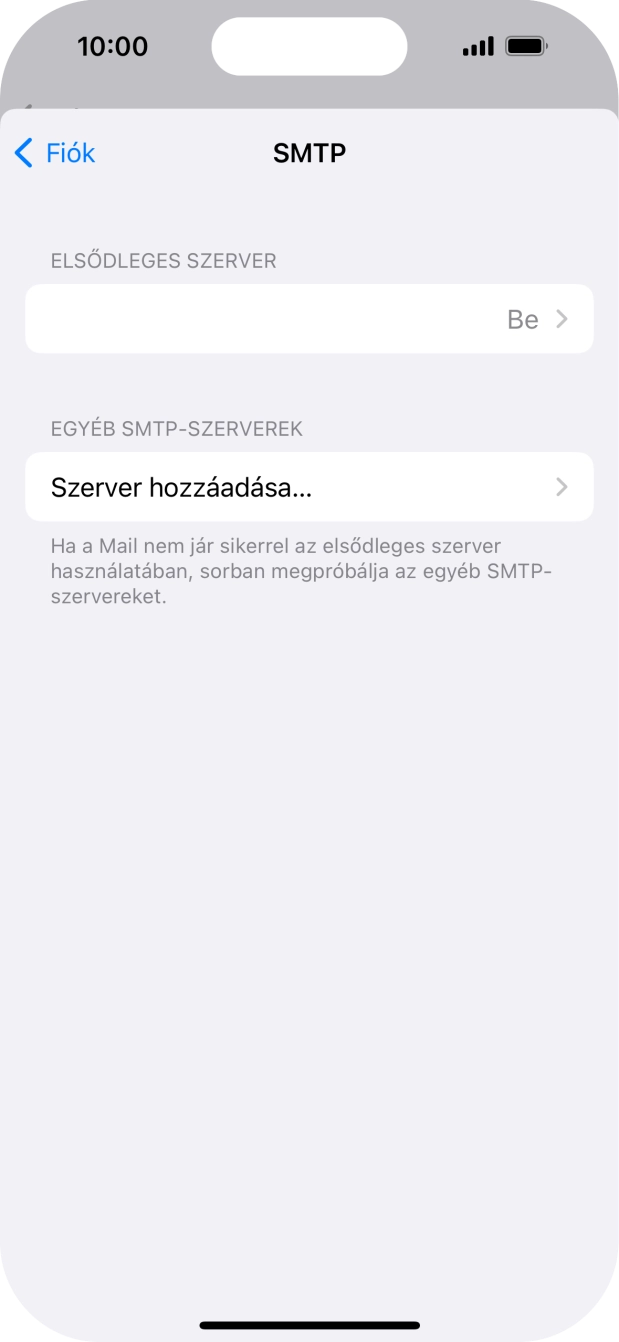 Kattints az „ELSŐDLEGES SZERVER” alatti mezőre.