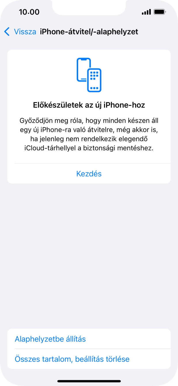 Válaszd az Alaphelyzetbe állítás lehetőséget.