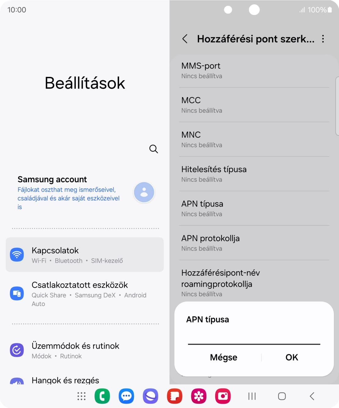 Írd be azt, hogy mms, és válaszd az OK lehetőséget.