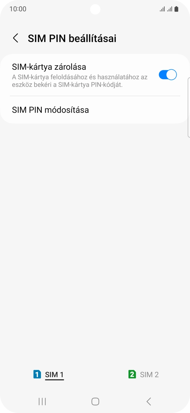 Kattints a „SIM-kártya zárolása” melletti csúszkára a funkció be- vagy kikapcsolásához. Kattints a „SIM-kártya zárolása” melletti csúszkára a funkció be- vagy kikapcsolásához.