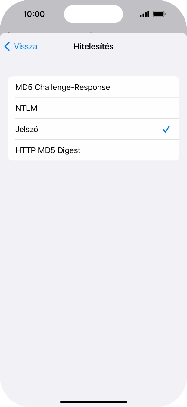 Válaszd a Jelszó lehetőséget.