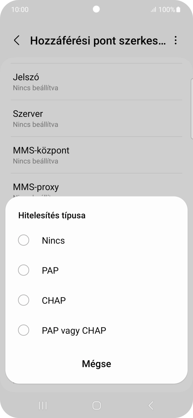 Válaszd a PAP lehetőséget.