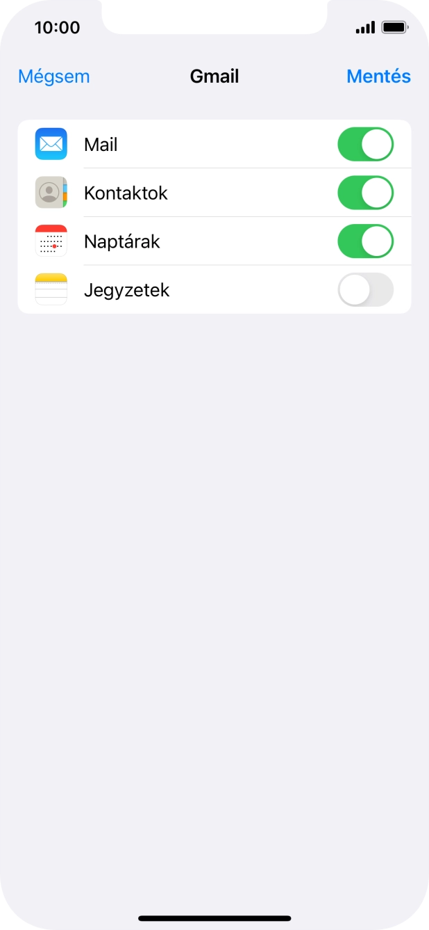 Amennyiben a kijelzőn ez a képernyőkép látható, az e-mail-fiókodat felismerte a rendszer, és automatikusan beállította. Kövesd a képernyőn megjelenő utasításokat  további adatok csatolásához, és fejezd be az új fiók létrehozását.