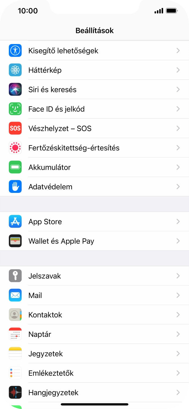 Válaszd a Face ID és jelkód lehetőséget.