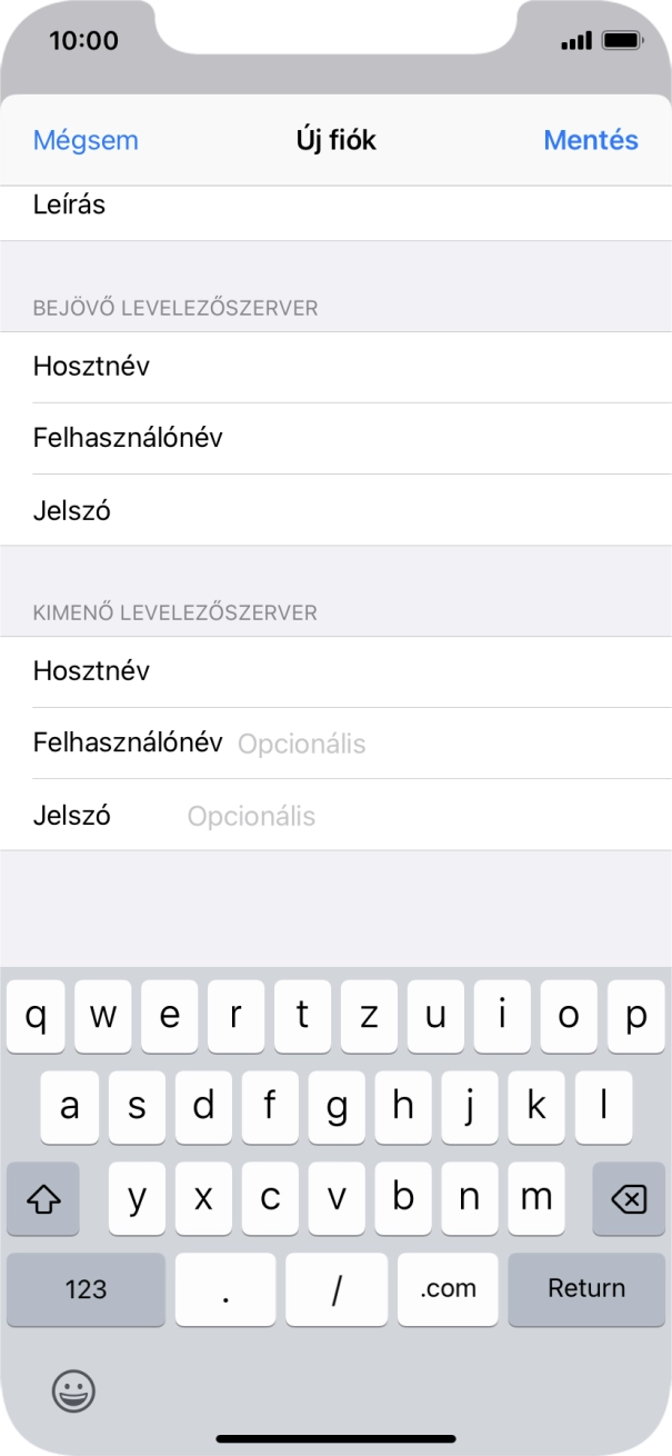 Kattints a Felhasználónév mezőre, és írd be az e-mail-fiókodhoz tartozó felhasználónevet.