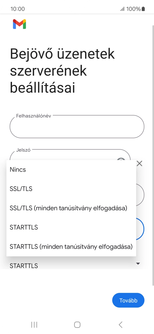 Válaszd az SSL/TLS lehetőséget.