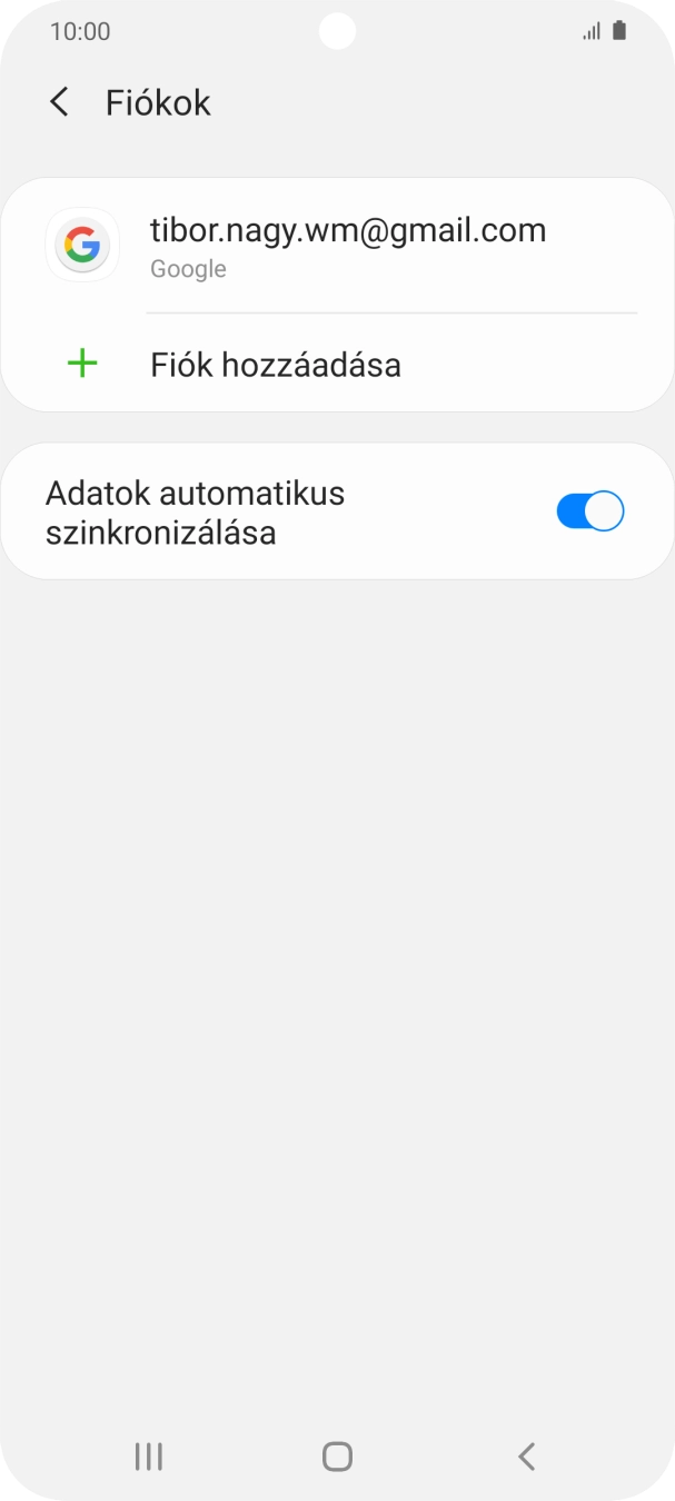 Válaszd a Fiók hozzáadása lehetőséget.