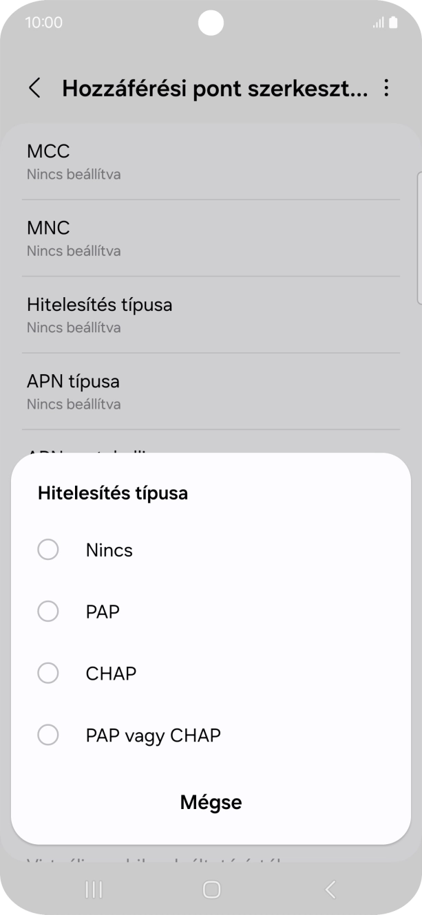 Válaszd a PAP lehetőséget.