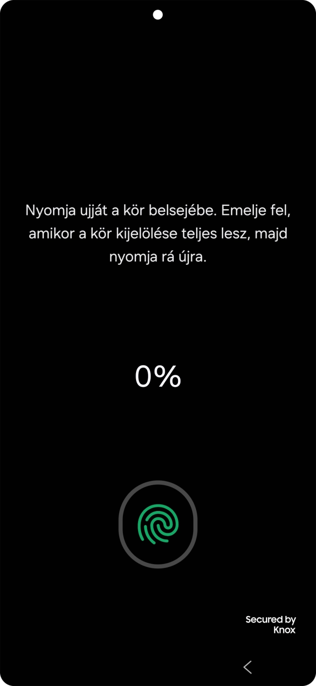 Kövesd a kijelzőn megjelenő utasításokat képernyőzár létrehozásához ujjlenyomattal.