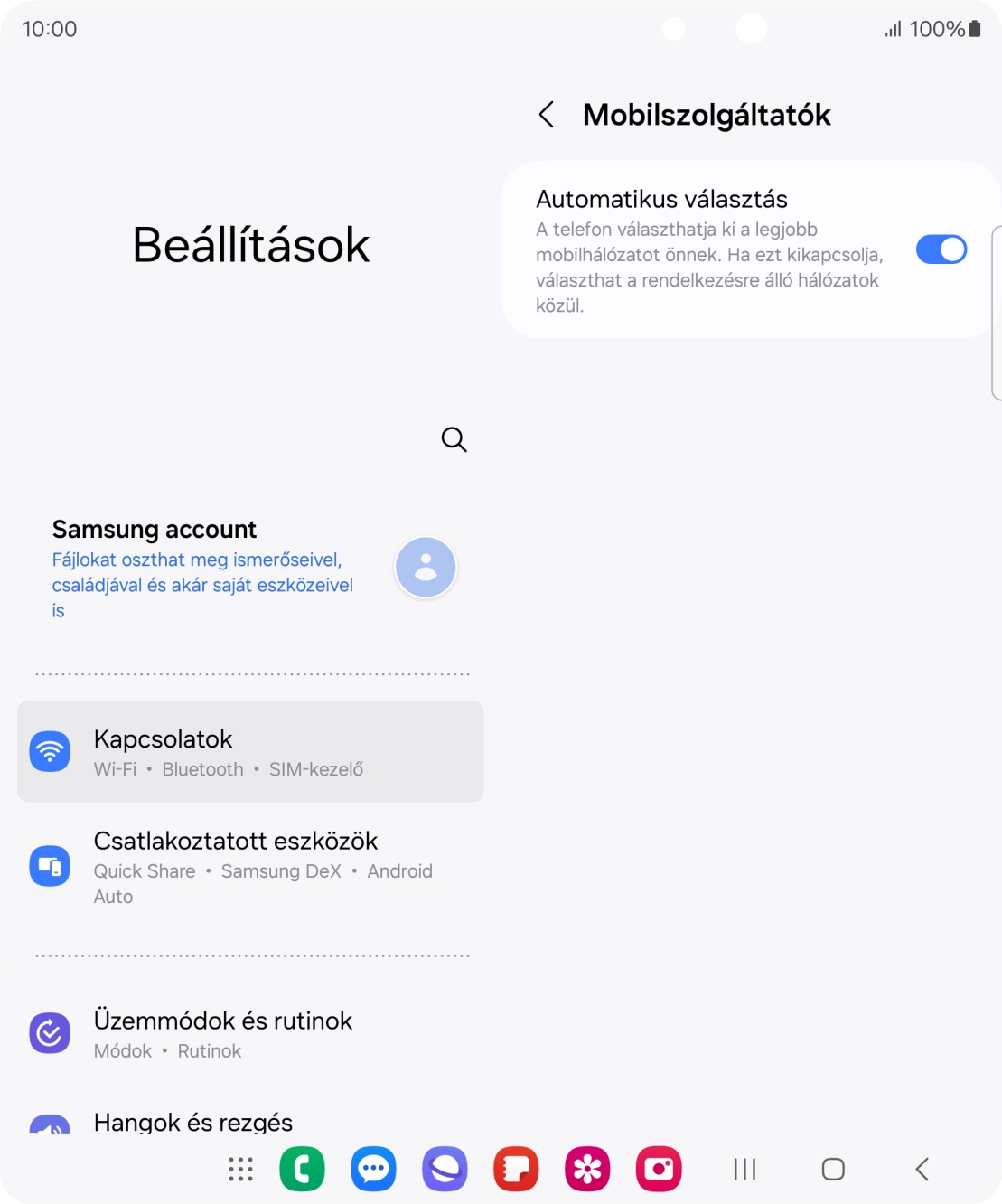 Kattints az „Automatikus választás” melletti csúszkára a funkció kikapcsolásához, és várj, amíg a telefon keresi az elérhető hálózatot. Kattints az „Automatikus választás” melletti csúszkára a funkció kikapcsolásához, és várj, amíg a telefon keresi az elérhető hálózatot.