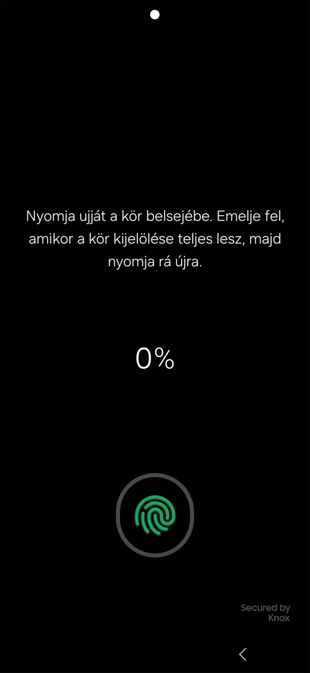 Kövesd a kijelzőn megjelenő utasításokat képernyőzár létrehozásához ujjlenyomattal. Kövesd a kijelzőn megjelenő utasításokat képernyőzár létrehozásához ujjlenyomattal.