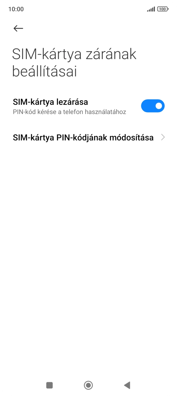 Kattints a „SIM-kártya lezárása” melletti csúszkára a funkció be- vagy kikapcsolásához.
