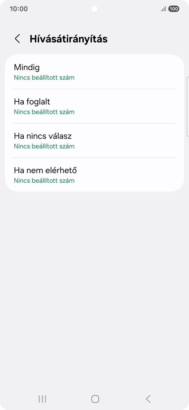 Kattints a kívánt hívásátirányítás-típusra.