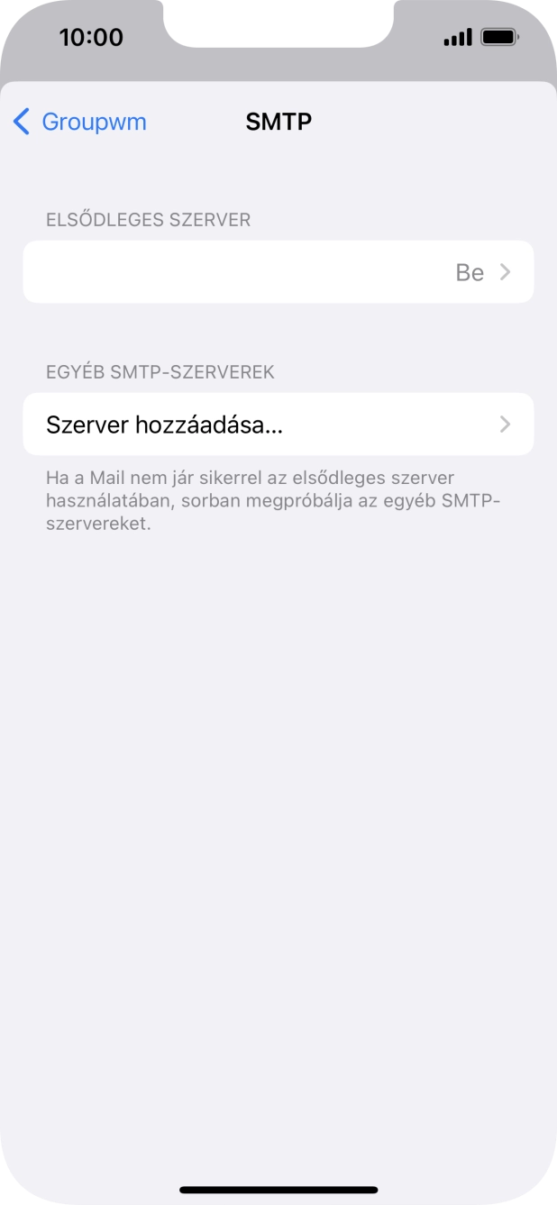 Kattints az „ELSŐDLEGES SZERVER” alatti mezőre.
