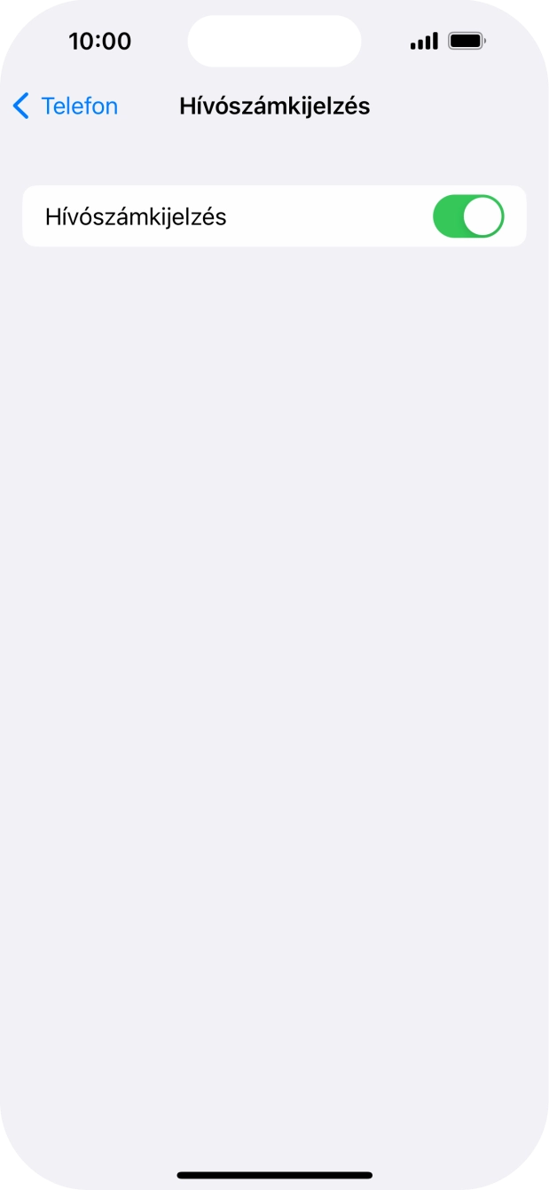 Kattints a „Hívószámkijelzés” melletti csúszkára a funkció be- vagy kikapcsolásához.