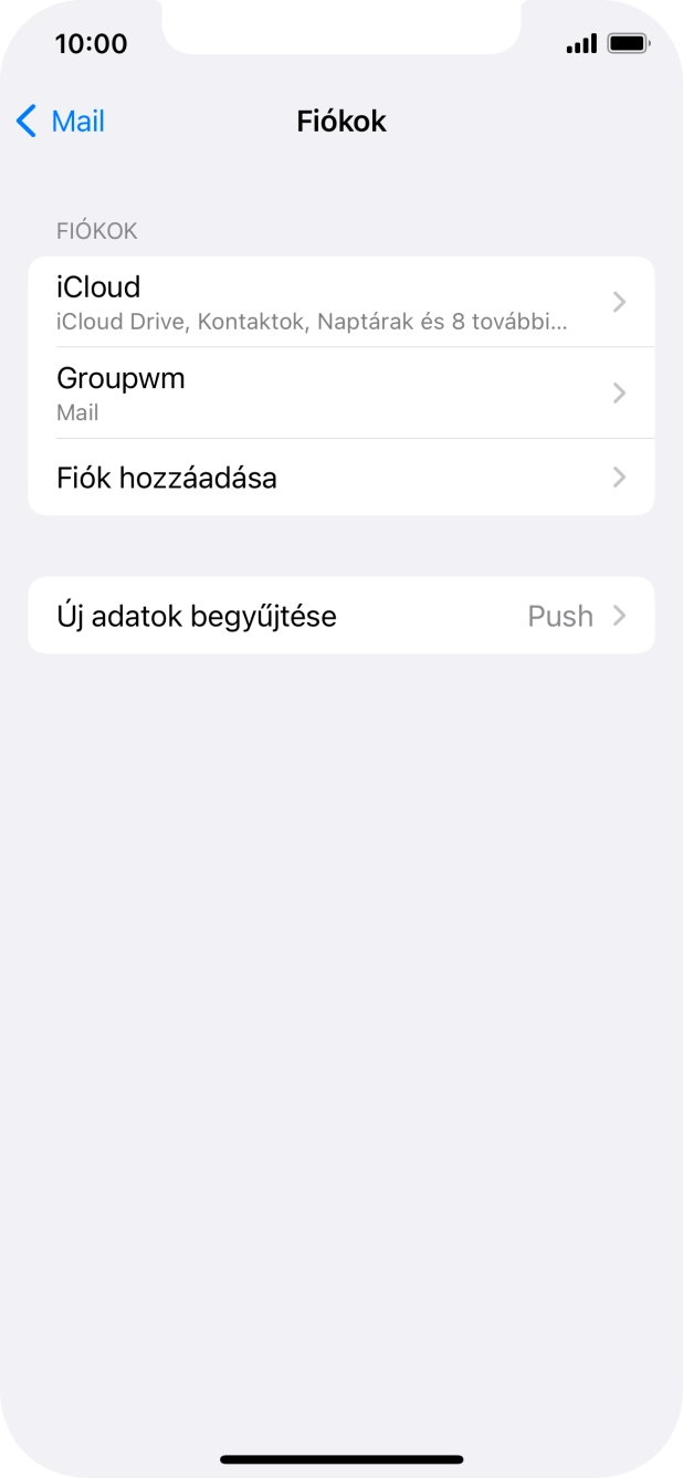 Kattints az imént létrehozott e-mail-fiók nevére.