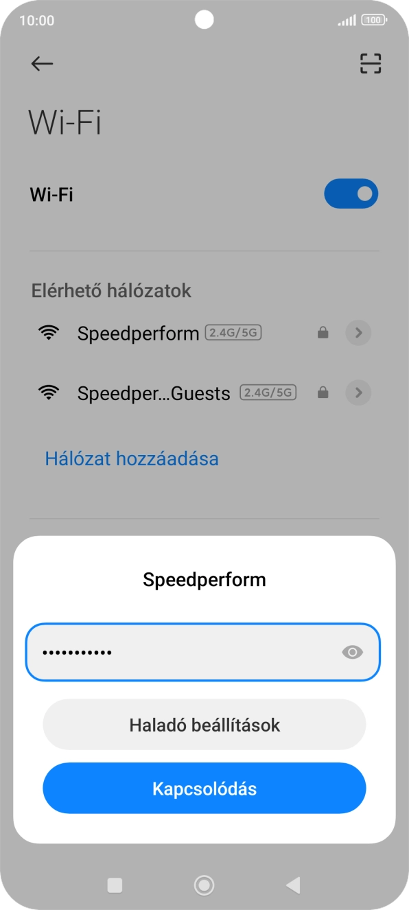 Írd be a Wi-Fi hálózatodhoz tartózó jelszót, és válaszd a Kapcsolódás lehetőséget. Írd be a Wi-Fi hálózatodhoz tartózó jelszót, és válaszd a Kapcsolódás lehetőséget.