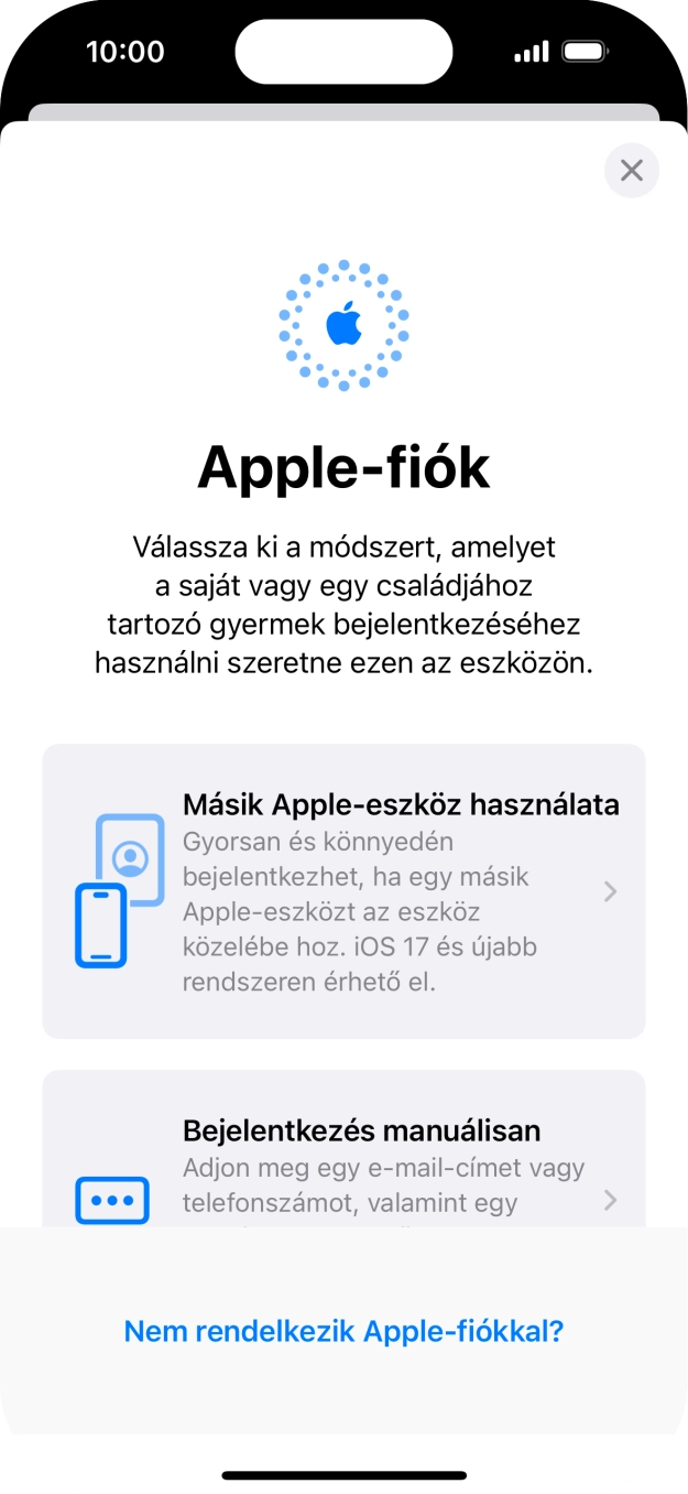Válaszd a Bejelentkezés manuálisan lehetőséget. Válaszd a Bejelentkezés manuálisan lehetőséget.