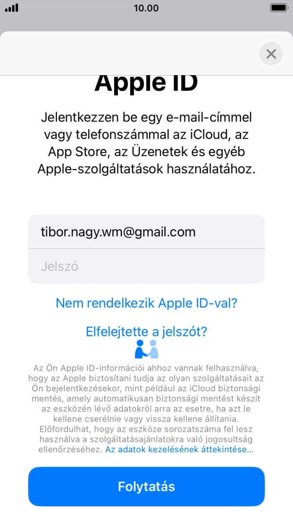 Kattints a Jelszó mezőre, és írd be az Apple ID-d jelszavát. Kattints a Jelszó mezőre, és írd be az Apple ID-d jelszavát.