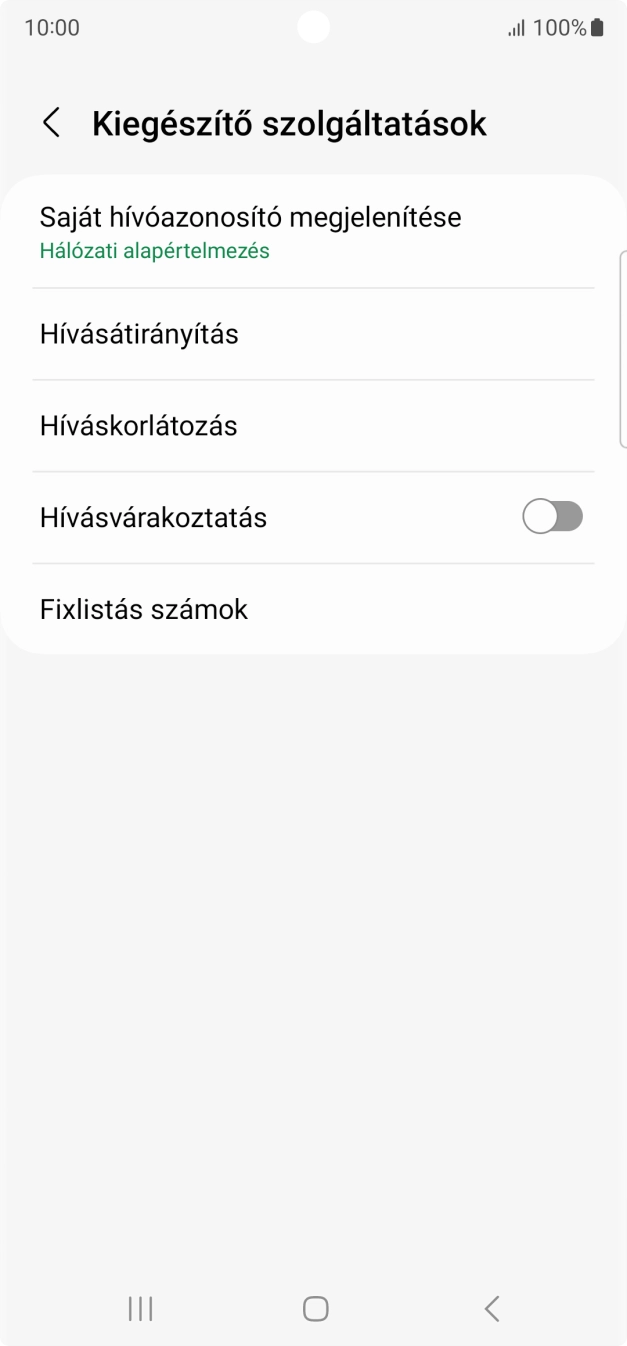 Kattints a „Hívásvárakoztatás” melletti csúszkára a funkció be- vagy kikapcsolásához.