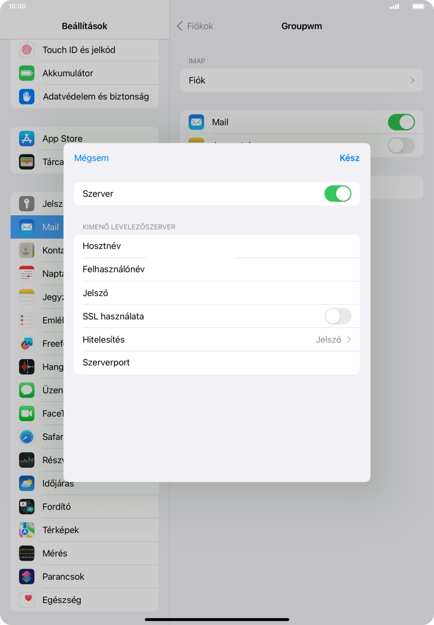 Kattints az „SSL használata” melletti csúszkára a funkció bekapcsolásához.