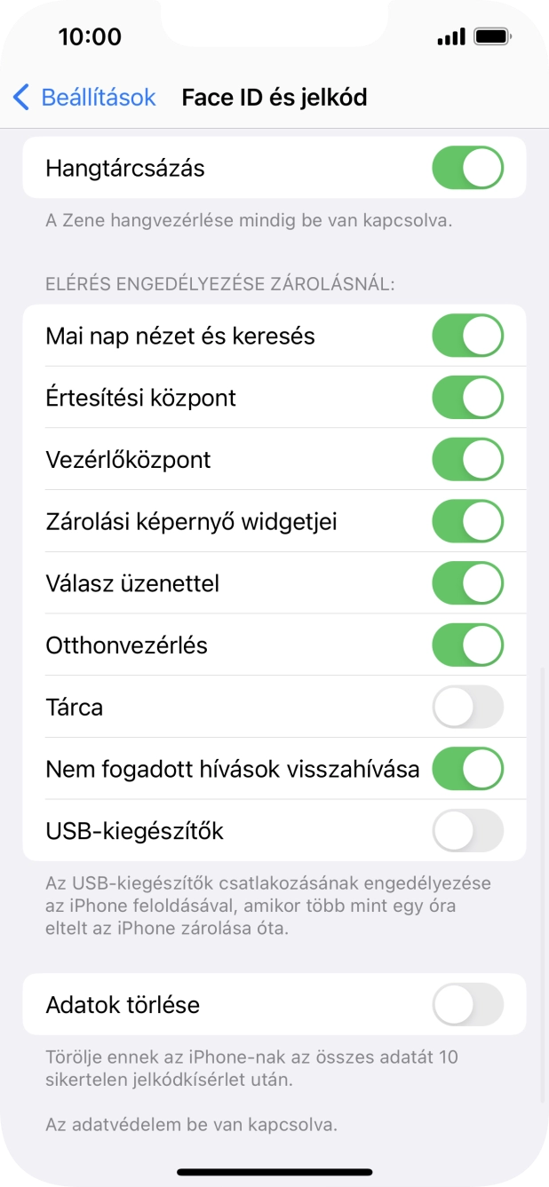 Kattints az „Adatok törlése” melletti csúszkára a funkció be- vagy kikapcsolásához. Kattints az „Adatok törlése” melletti csúszkára a funkció be- vagy kikapcsolásához.