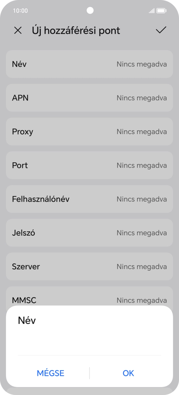 Írd be azt, hogy One MMS, és válaszd az OK lehetőséget.