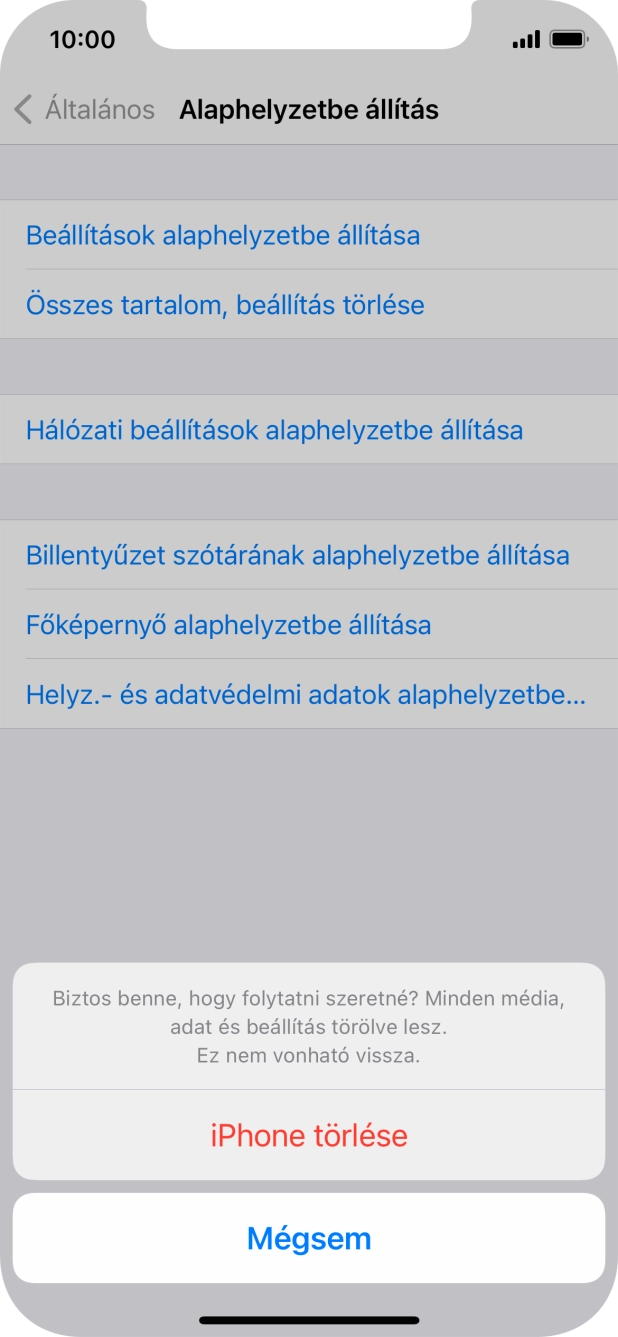 Válaszd az iPhone törlése lehetőséget.