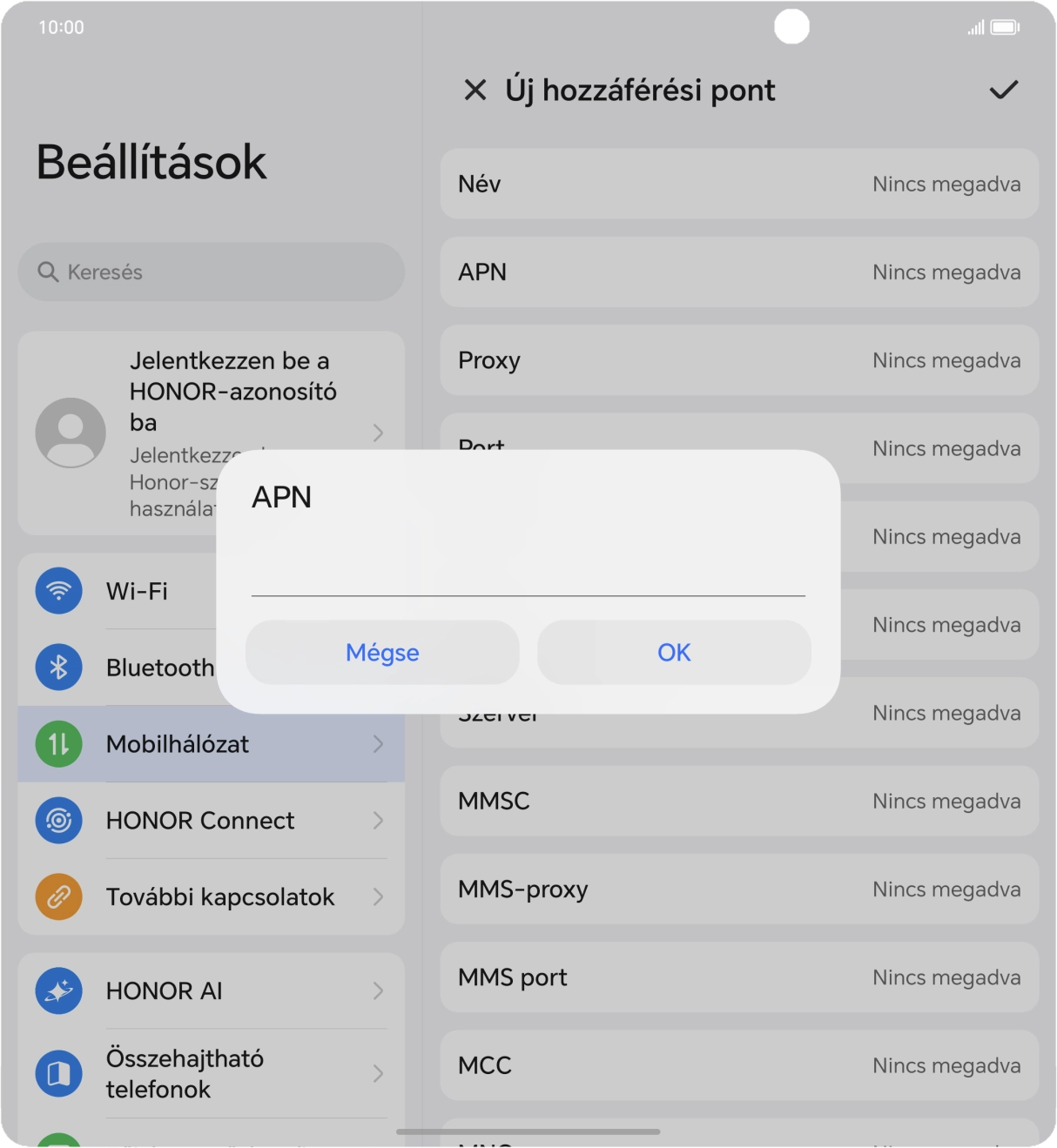 Amennyiben előfizetésed van, írd be azt, hogy mms.vodafone.net, és válaszd az OK lehetőséget.