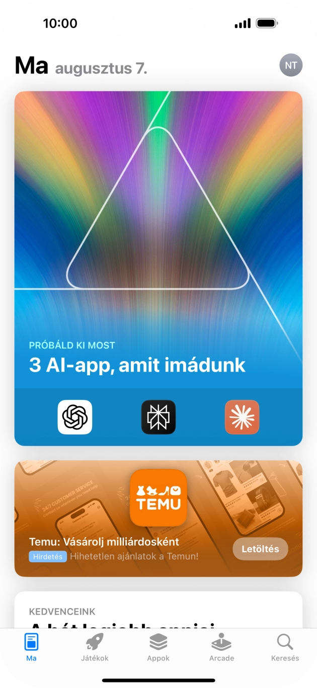 Válaszd a Keresés lehetőséget.