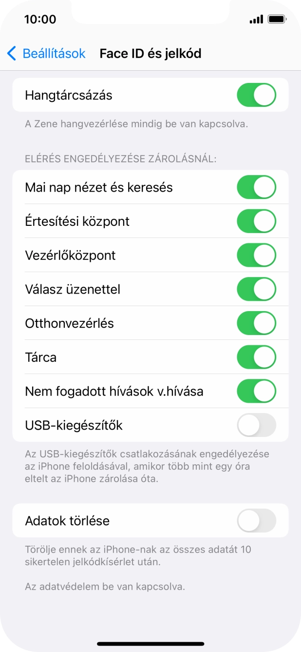 Kattints az „Adatok törlése” melletti csúszkára a funkció be- vagy kikapcsolásához.
