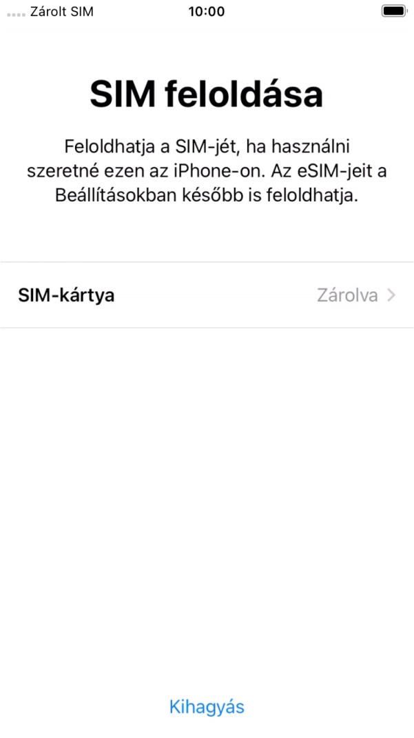 Válaszd a SIM-kártya lehetőséget. Válaszd a SIM-kártya lehetőséget.