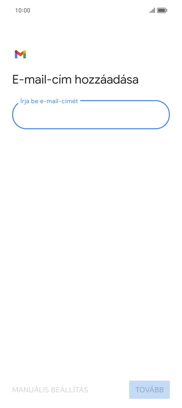 Kattints az „Írja be e-mail-címét” alatti mezőre, és írd be az e-mail címedet.