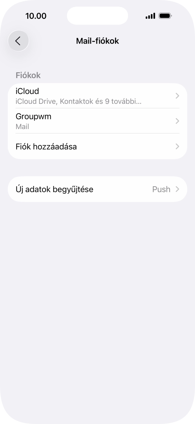 Kattints az imént létrehozott e-mail-fiók nevére.