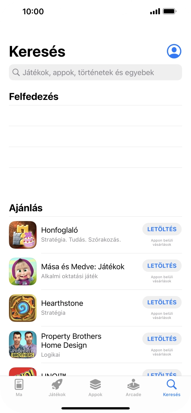 Kattints a keresés mezőre, és írd be a keresett alkalmazás nevét vagy tárgykörét.