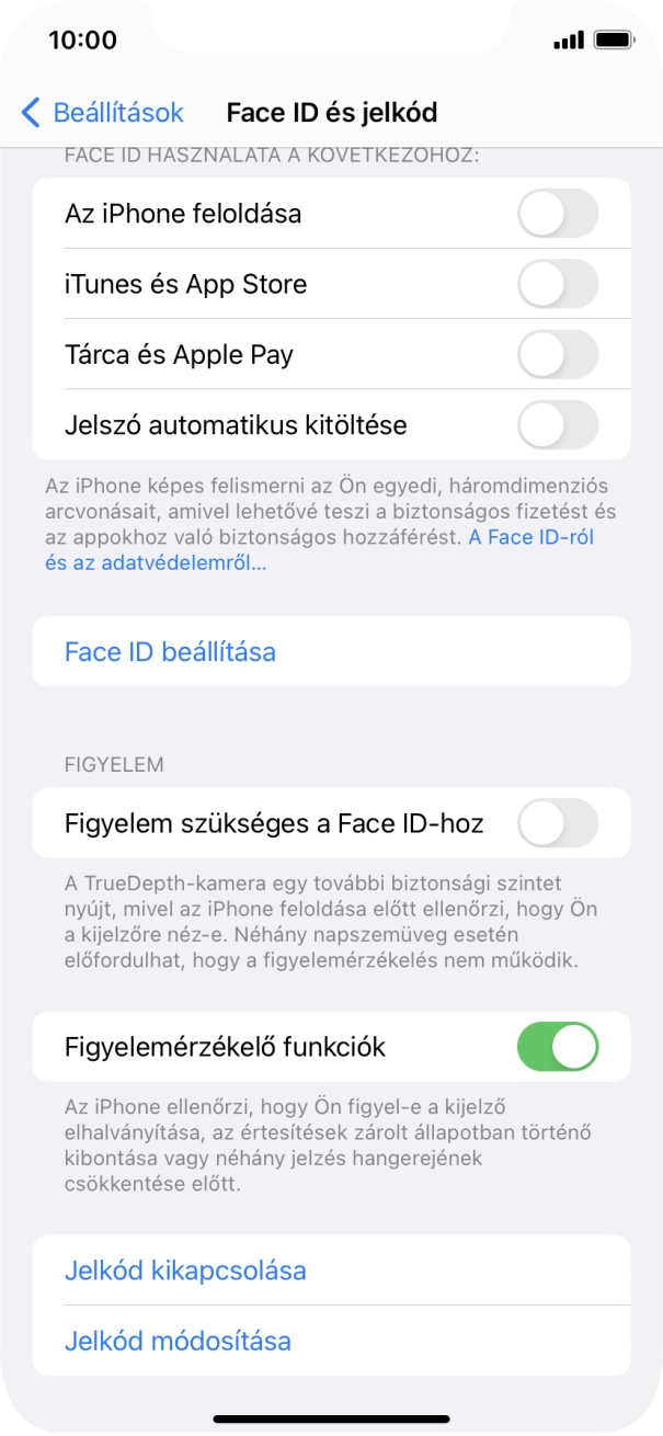 Válaszd a Jelkód kikapcsolása lehetőséget, és írd be a képernyőzárkódot.