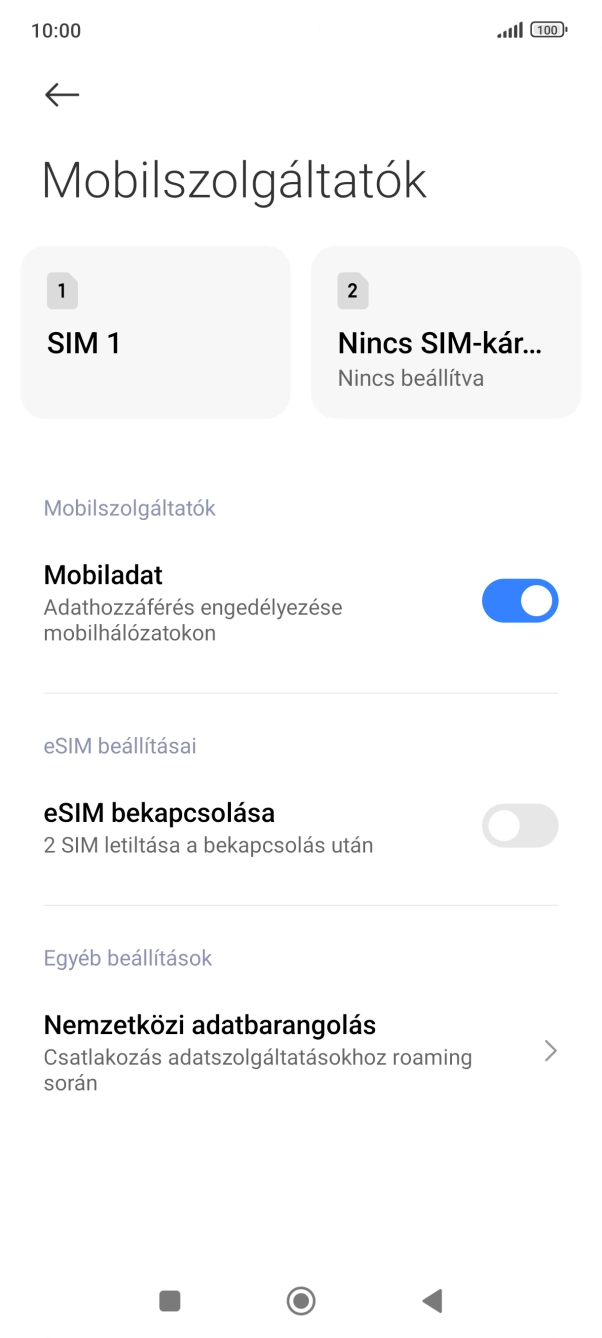 Válaszd a SIM-kártya nevét.