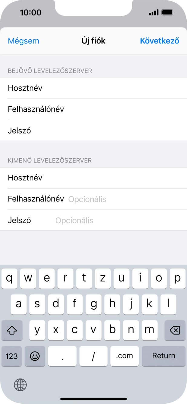 Kattints a Felhasználónév mezőre, és írd be az e-mail-fiókodhoz tartozó felhasználónevet.