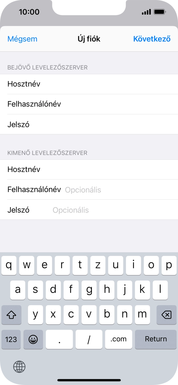 Kattints a Felhasználónév mezőre, és írd be az e-mail-fiókodhoz tartozó felhasználónevet.