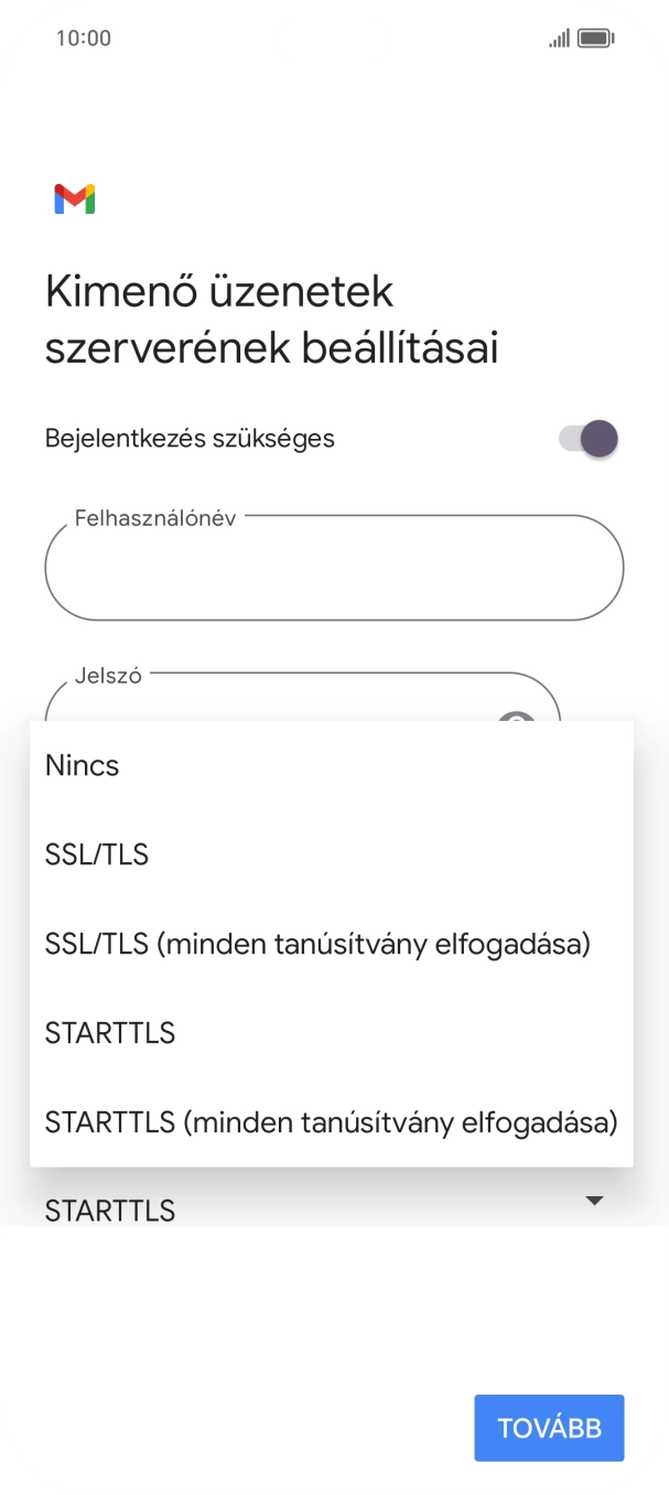 Válaszd az SSL/TLS lehetőséget.