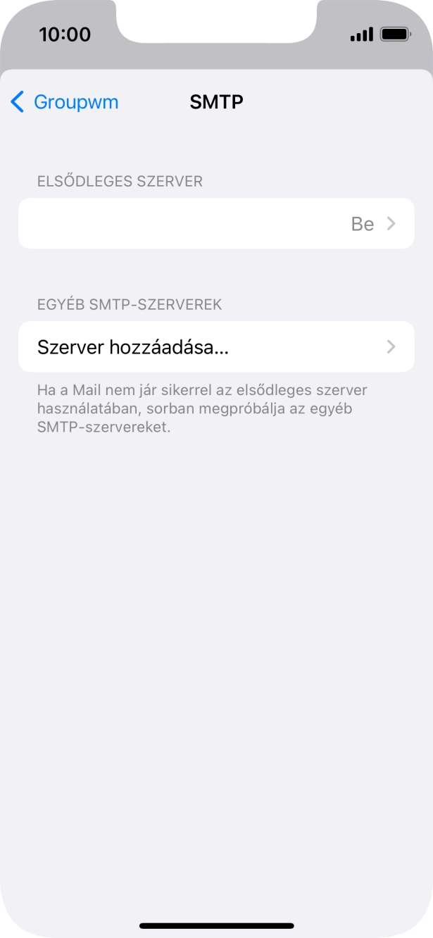 Kattints az „ELSŐDLEGES SZERVER” alatti mezőre.