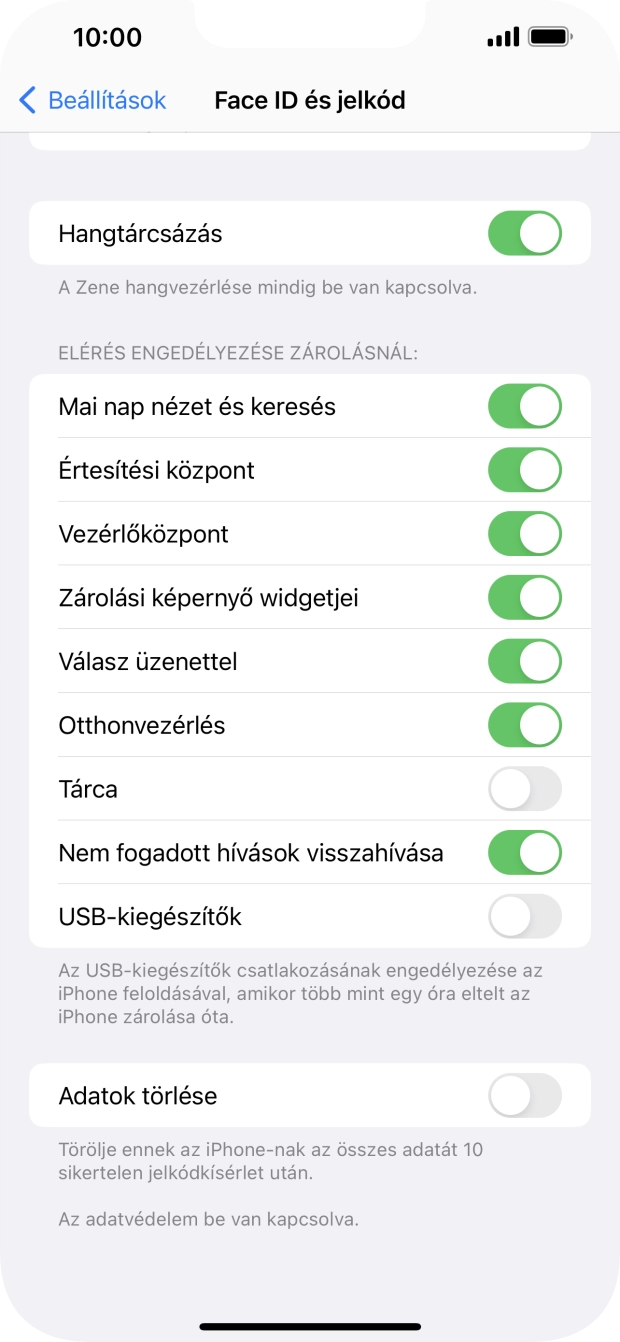 Kattints az „Adatok törlése” melletti csúszkára a funkció be- vagy kikapcsolásához. Kattints az „Adatok törlése” melletti csúszkára a funkció be- vagy kikapcsolásához.