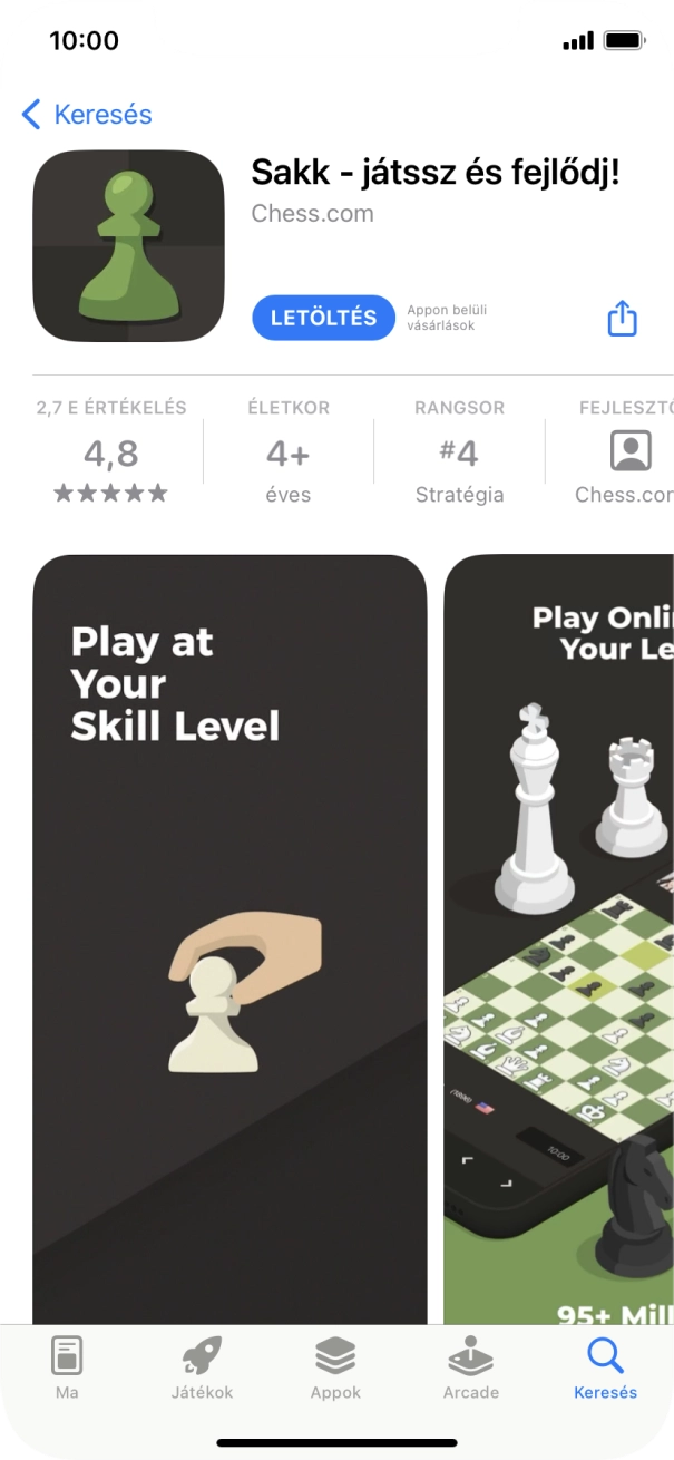 Válaszd a LETÖLTÉS lehetőséget, és kövesd a képernyőn megjelenő utasításokat az alkalmazás telepítéséhez.