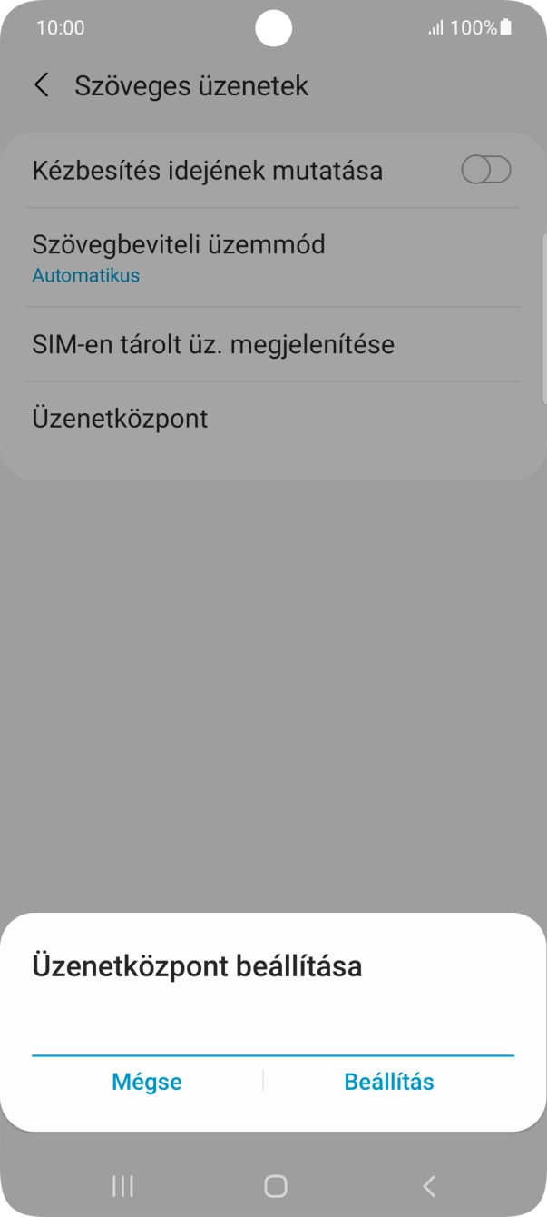 Írd be a +36709996500 számot, és válaszd a Beállítás lehetőséget.
