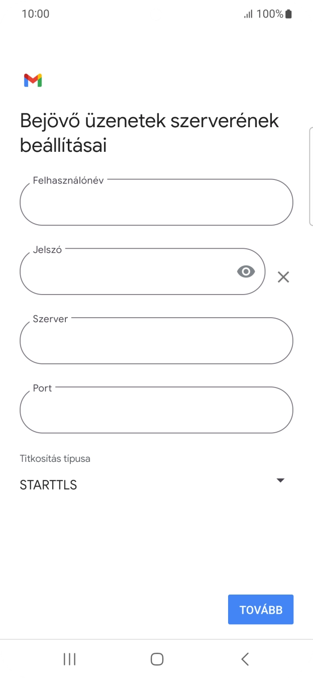 Kattints a „Felhasználónév” alatti mezőre, és írd be az e-mail-fiókodhoz tartozó felhasználónevet.