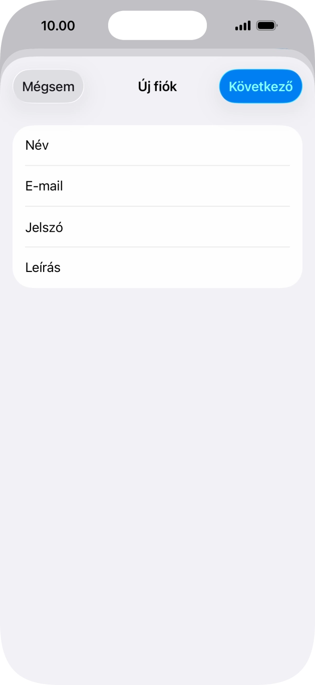 Kattints a Leírás mezőre, és írd be az e-mail-fiók kívánt nevét.