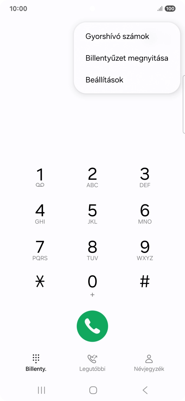 Válaszd a Beállítások lehetőséget. Válaszd a Beállítások lehetőséget.