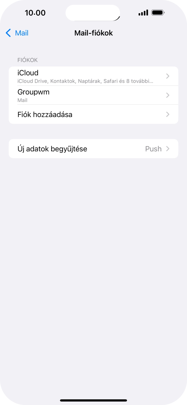 Kattints az imént létrehozott e-mail-fiók nevére.