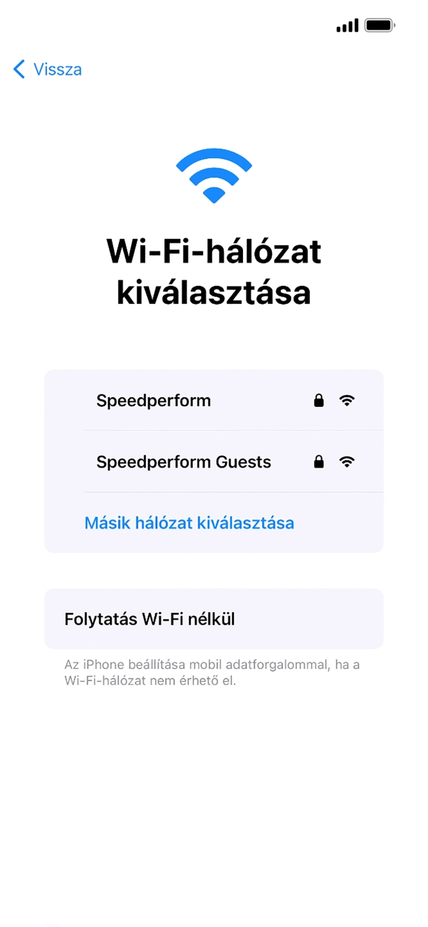 Válaszd ki a kívánt Wi-Fi hálózatot.