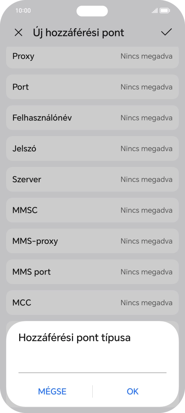 Írd be azt, hogy mms, és válaszd az OK lehetőséget.